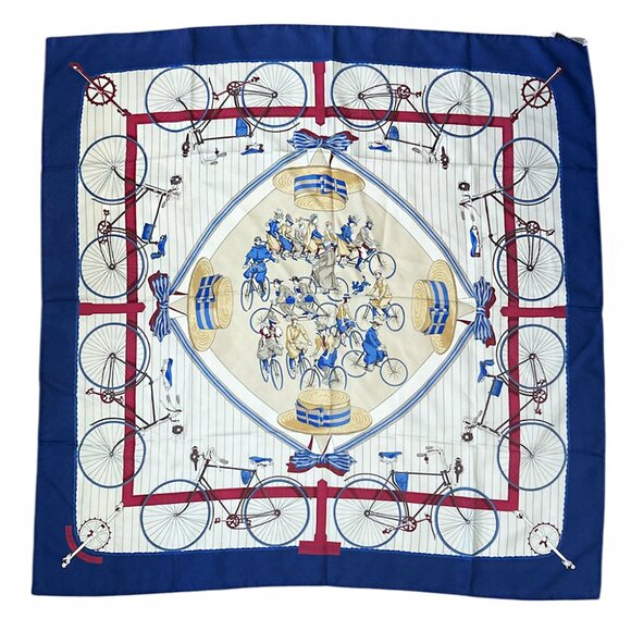 HERMÈS Scarf Les Bécanes 100% Silk 90 - Picture 3 of 12